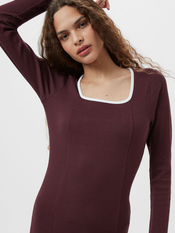 Rassia Rib Square Neck Midi Dress