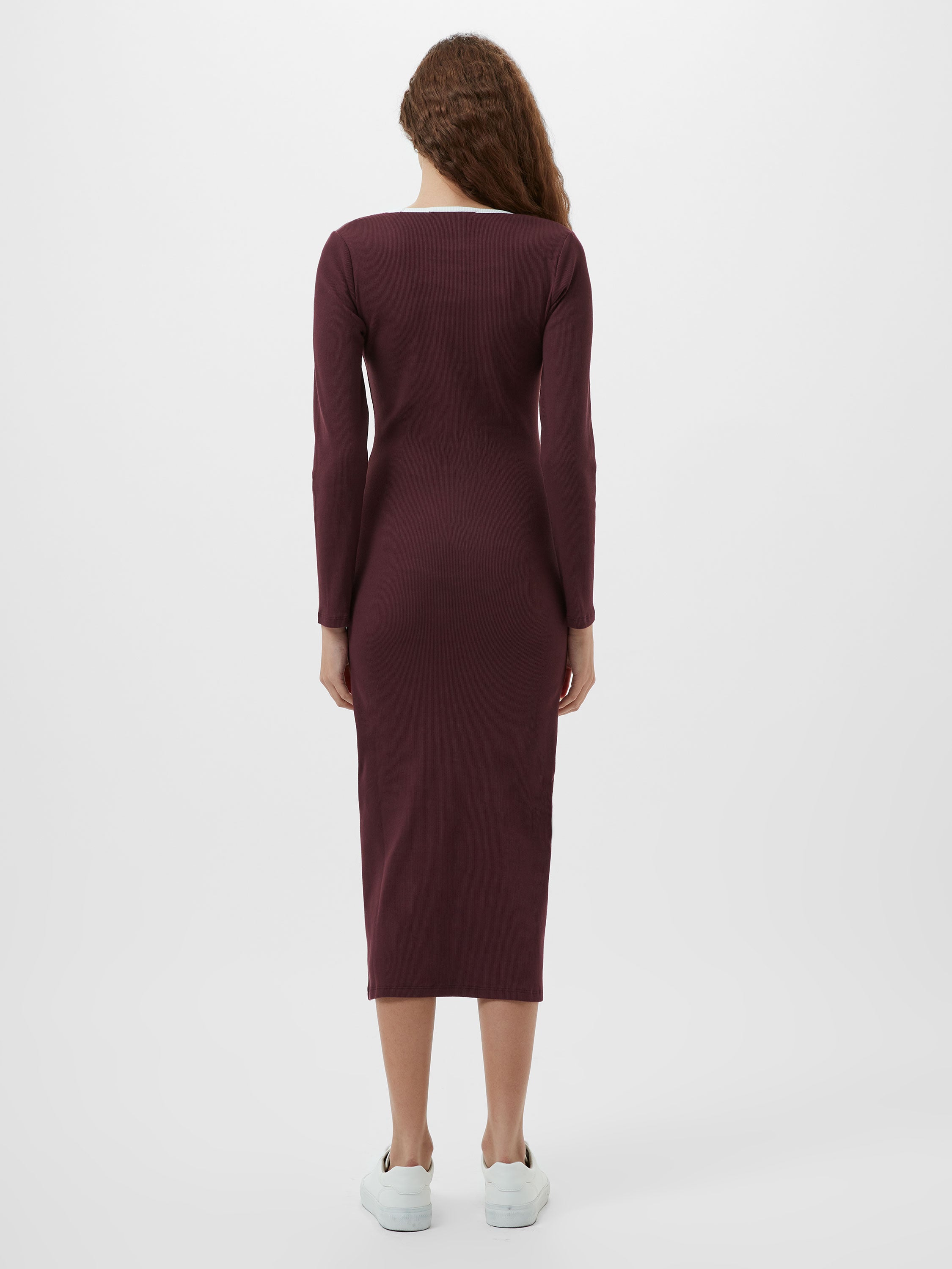 Rassia Rib Square Neck Midi Dress