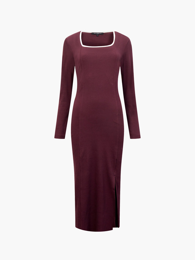 Rassia Rib Square Neck Midi Dress
