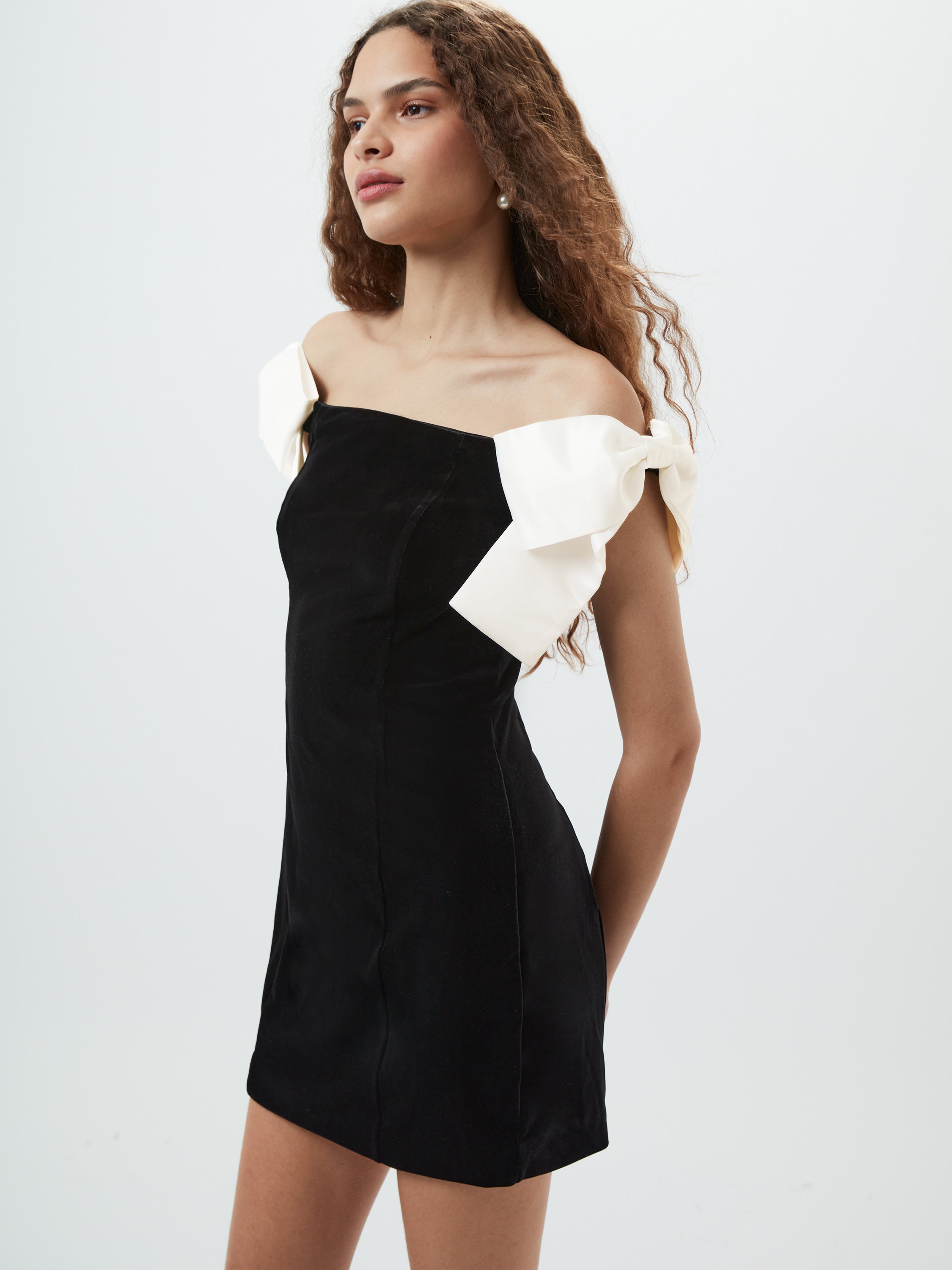 french connection carey velvet mini dress Velvet Carey Satin Bow Mini Dress