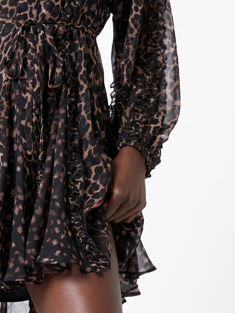 Emina Chiffon Leopard Print Long Sleeve Dress Leopard | French ...
