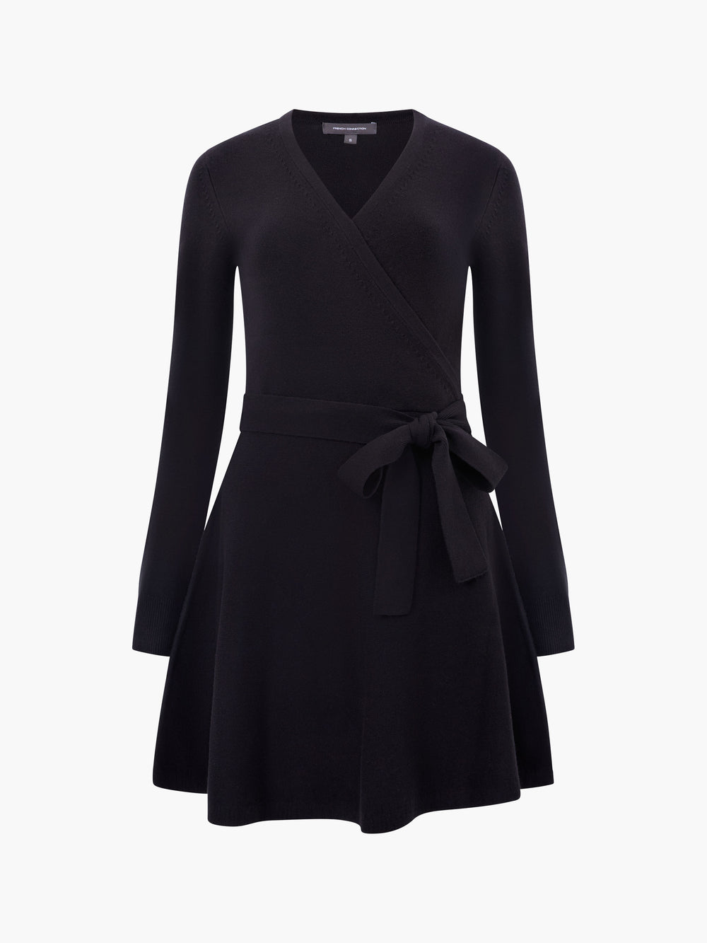 Black long sleeve wrap mini dress online
