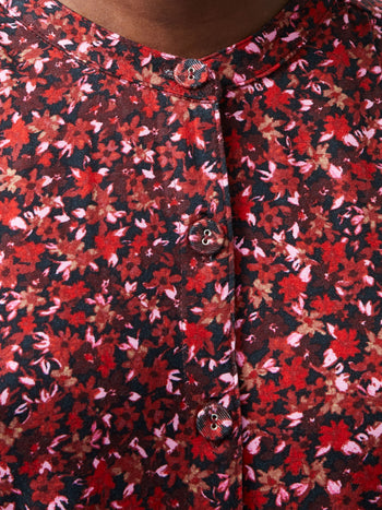 Clara Henley Jersey Floral Shirt Dress