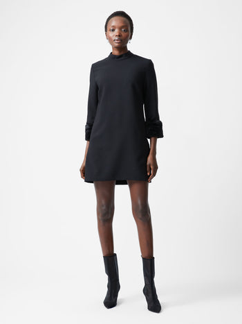 Luxe Faux Fur Three Quarter Sleeve Cuffs Mini Dress