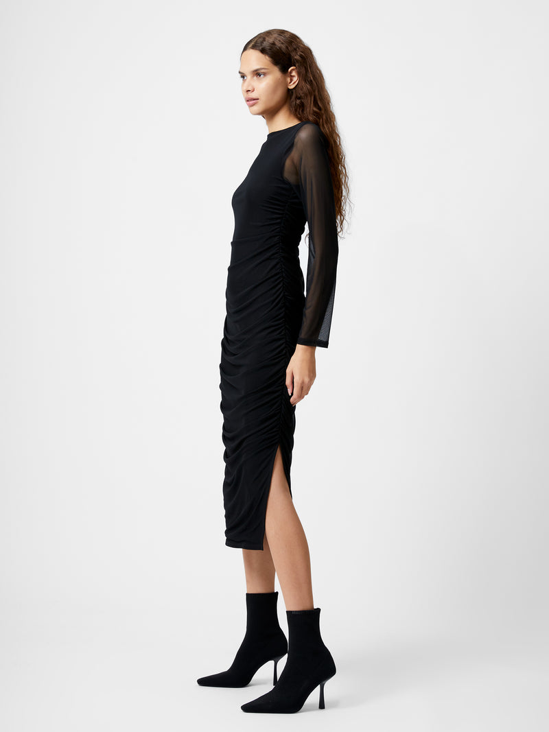 Black dress midi long sleeve hot sale