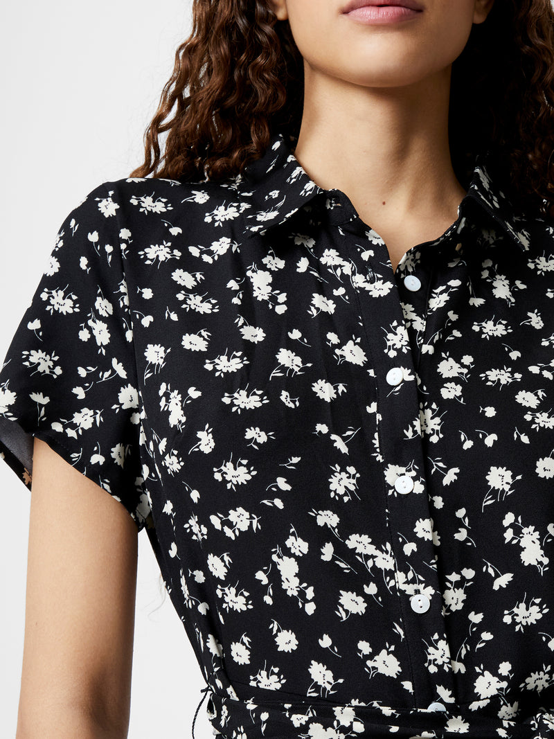 Printed Short Sleeve Shirt Dress Black White French Connection UK