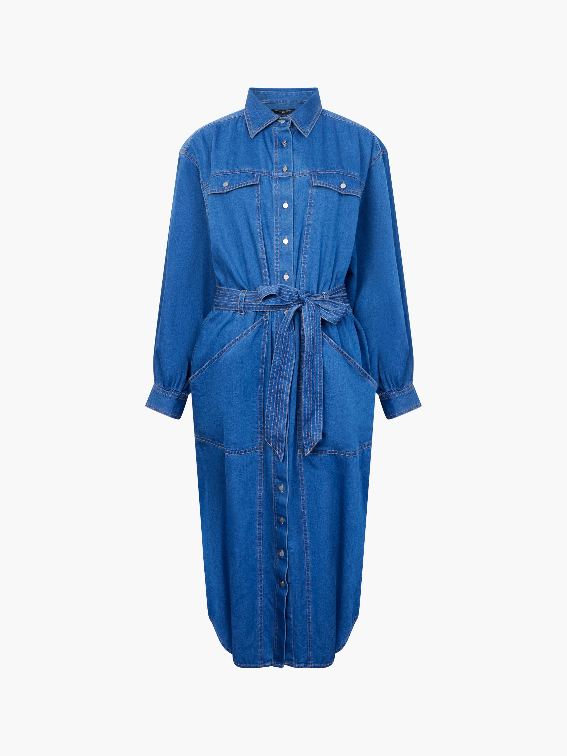 Zaves Chambray Denim Midi Dress Vintage