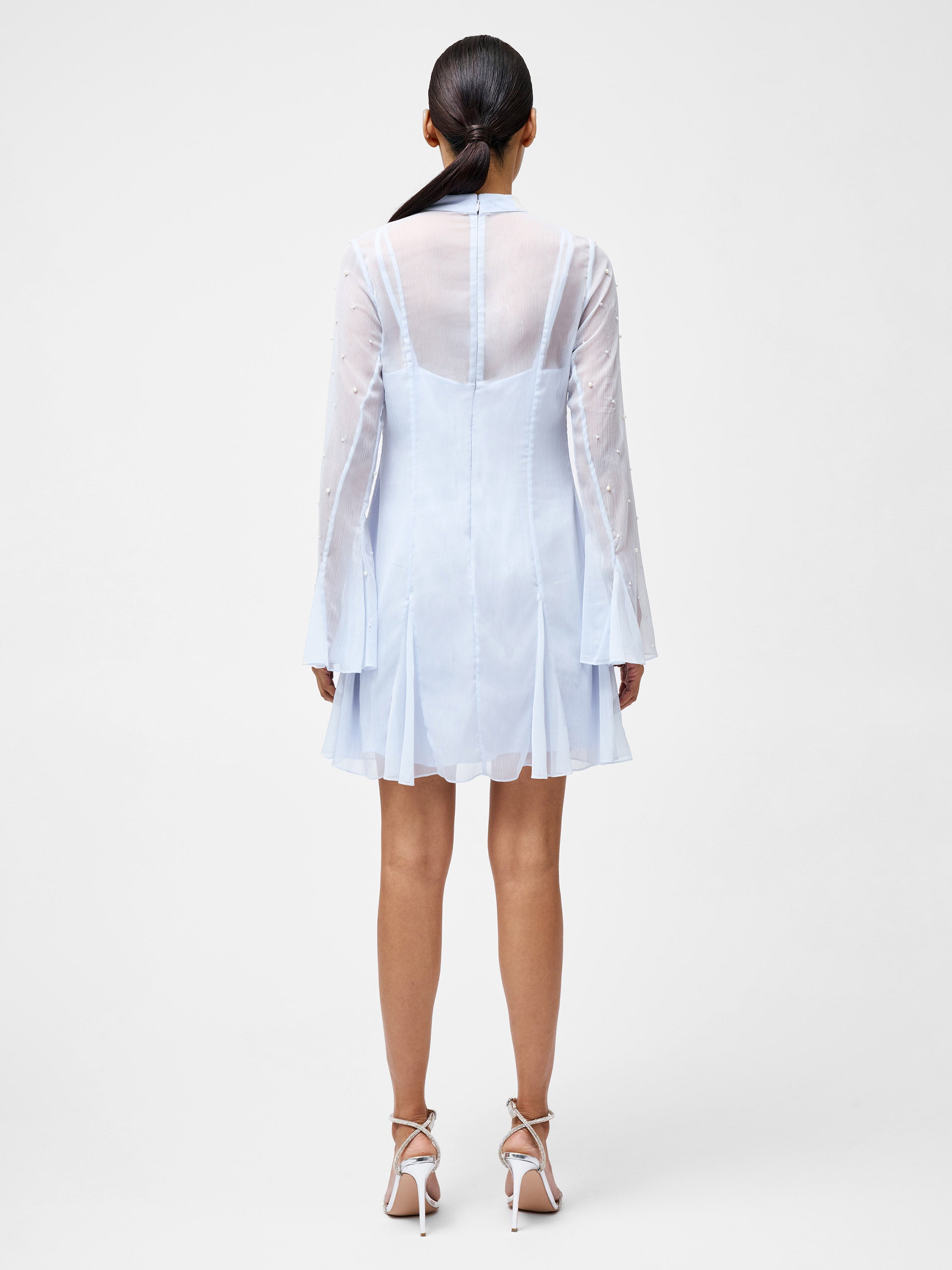 Elizabeth Chiffon Faux Pearl Mini Dress