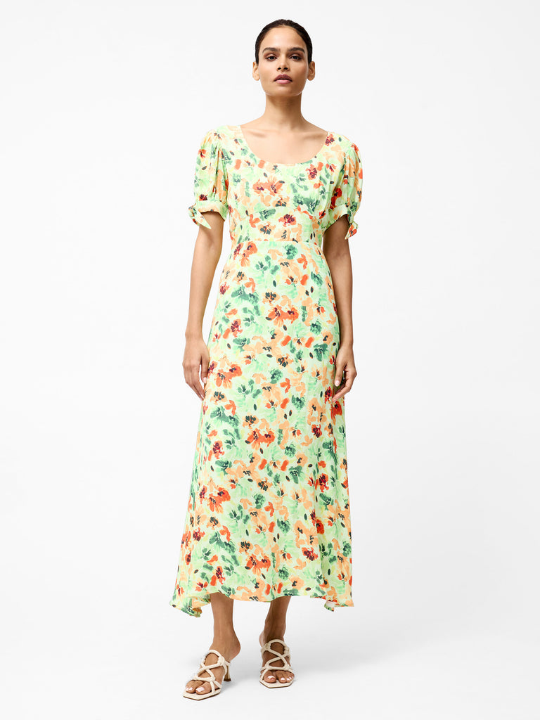 Eve Crepe Scoop Neck Midi Dress Apple Green Multi
