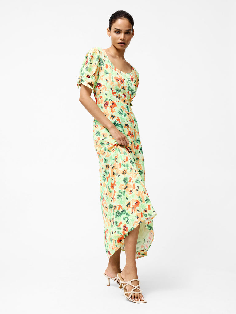 Eve Crepe Scoop Neck Midi Dress Apple Green Multi