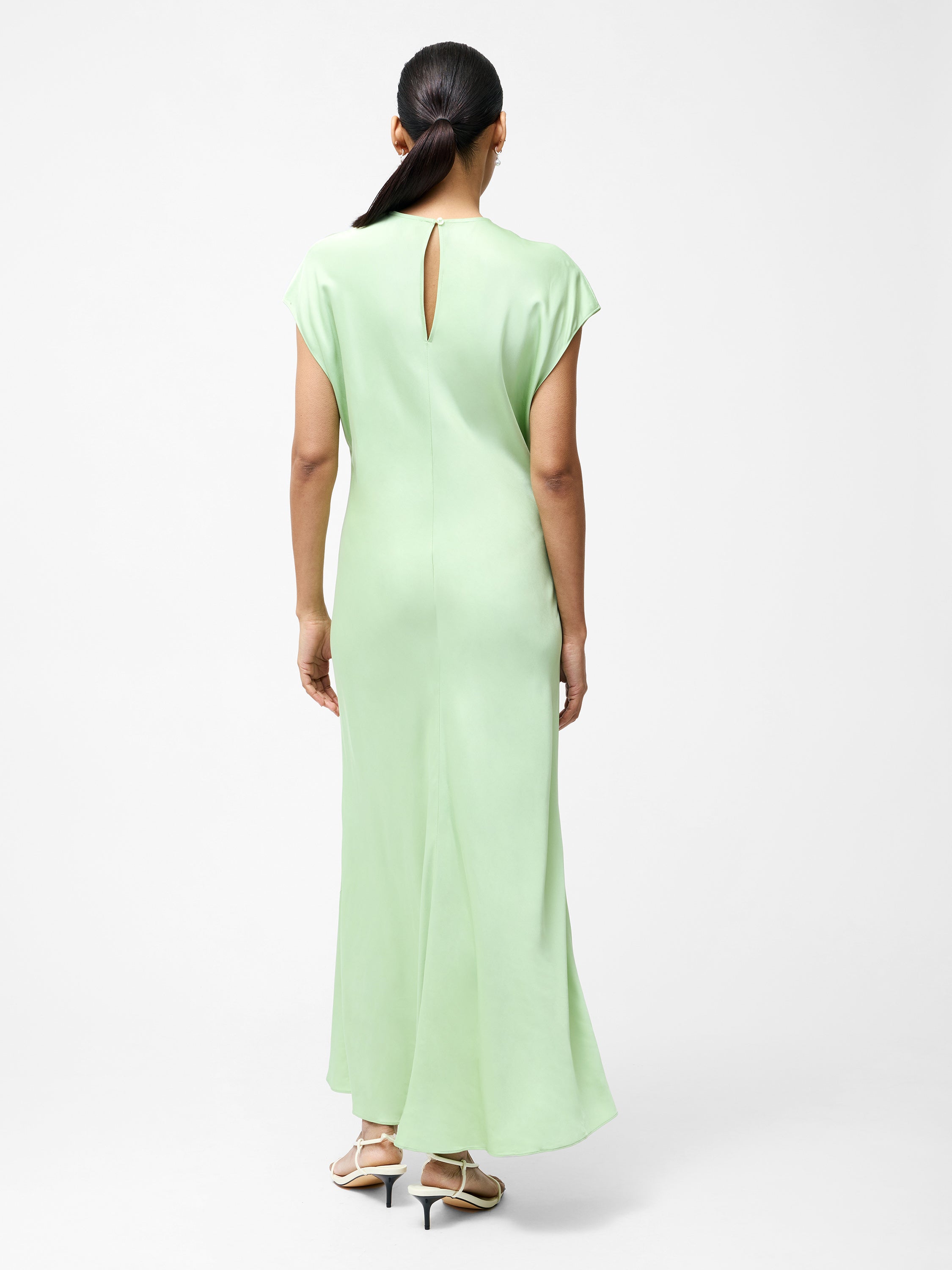 Ennis Eco Satin Column Shape Dress Apple Green