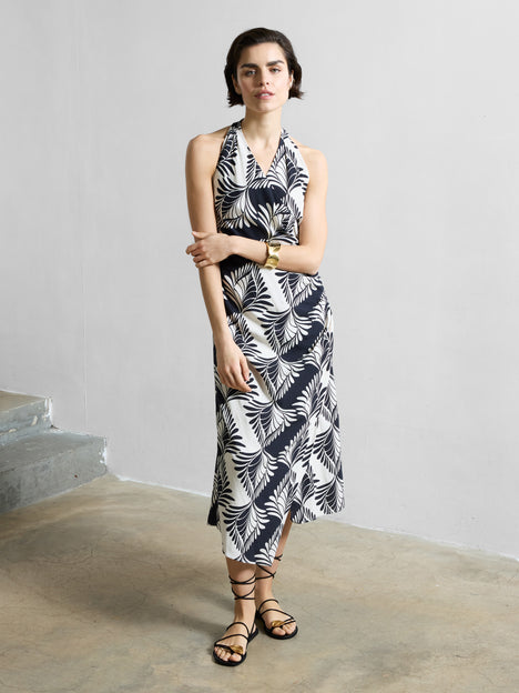 Ariette Linen Blend Crossover Midi Dress