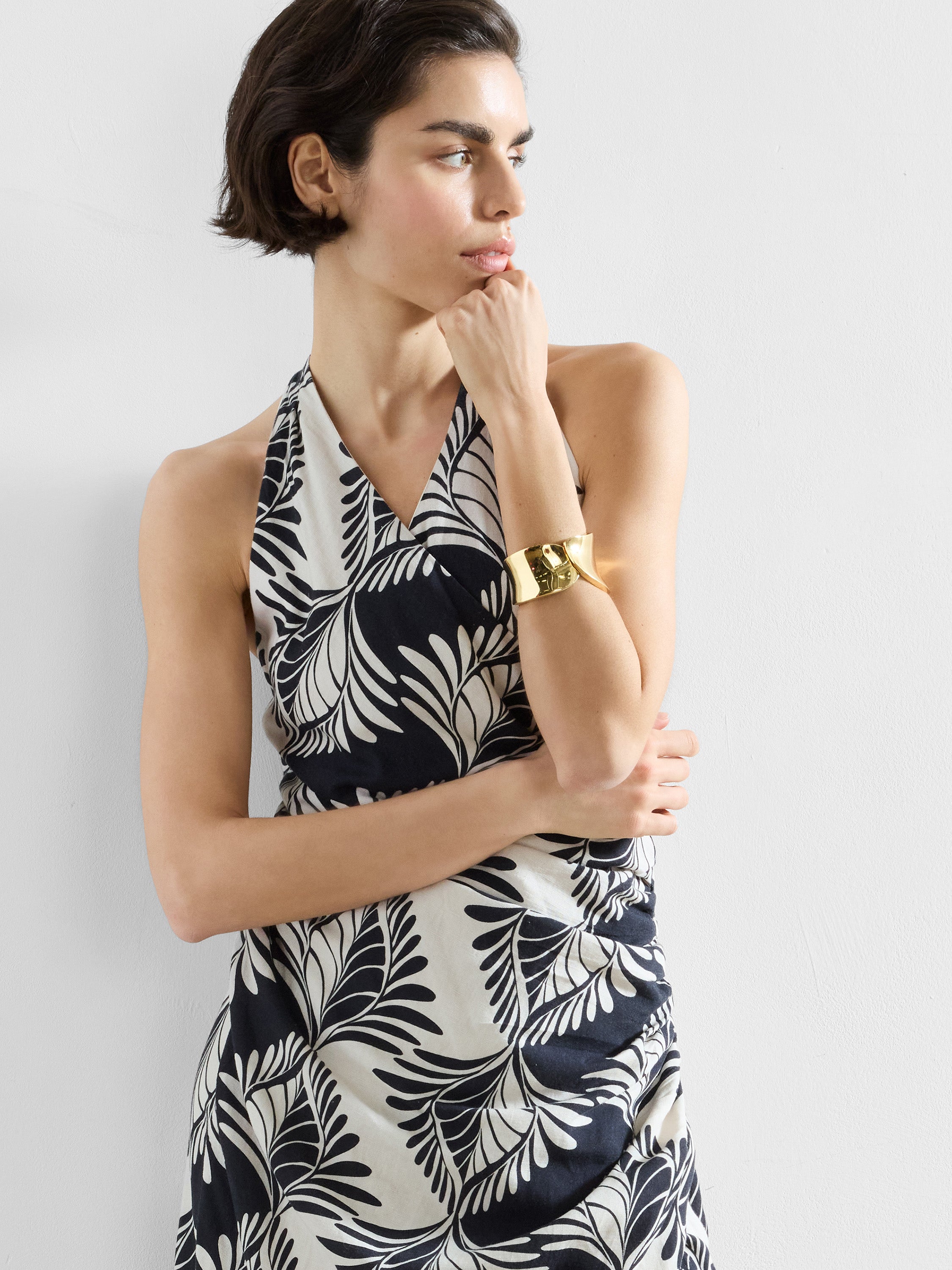 Ariette Linen Blend Crossover Midi Dress