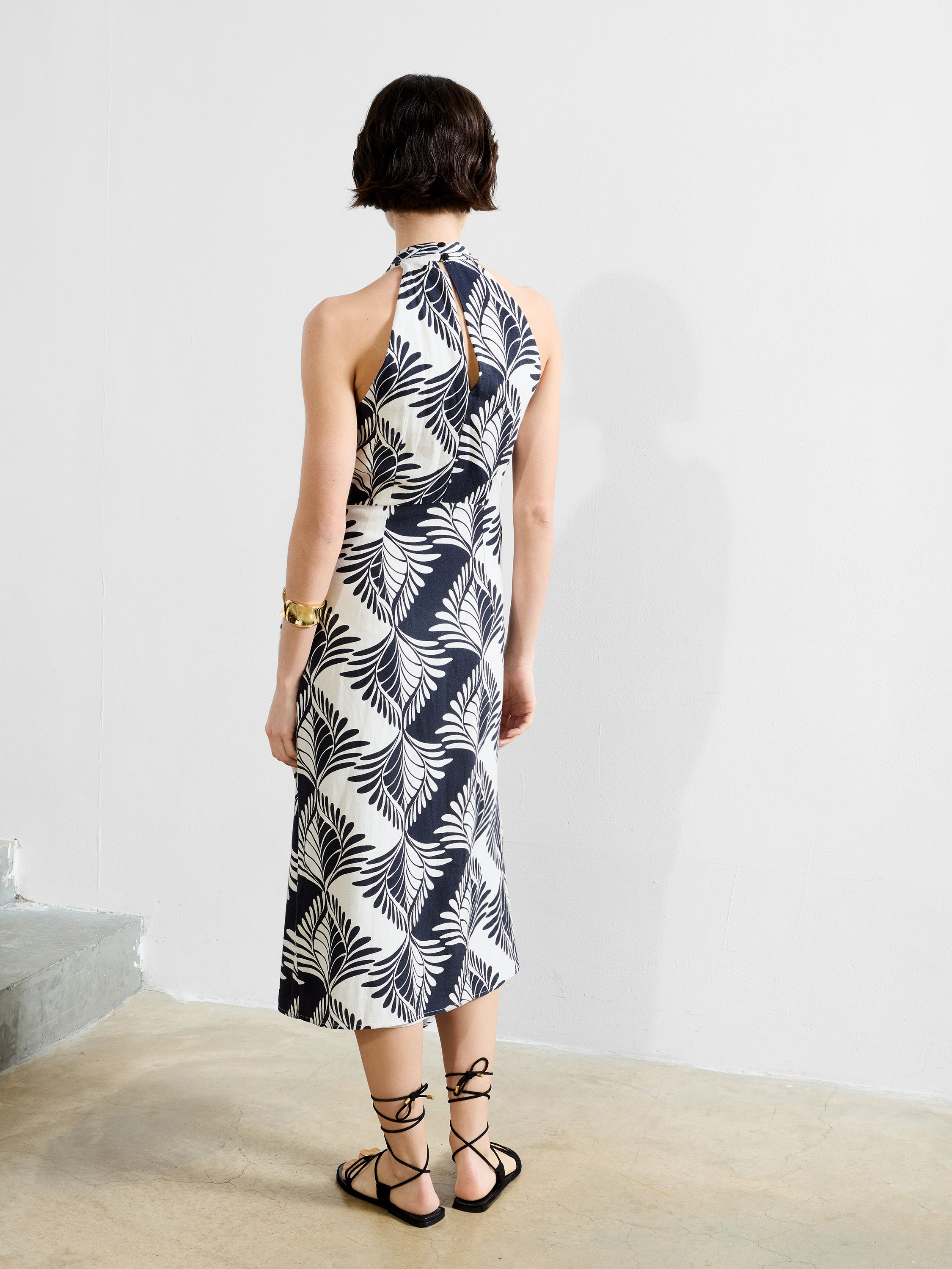 Ariette Linen Blend Crossover Midi Dress