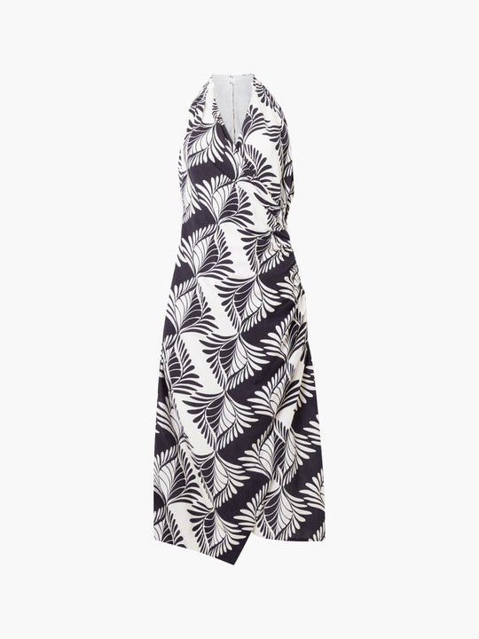 Ariette Linen Blend Crossover Midi Dress