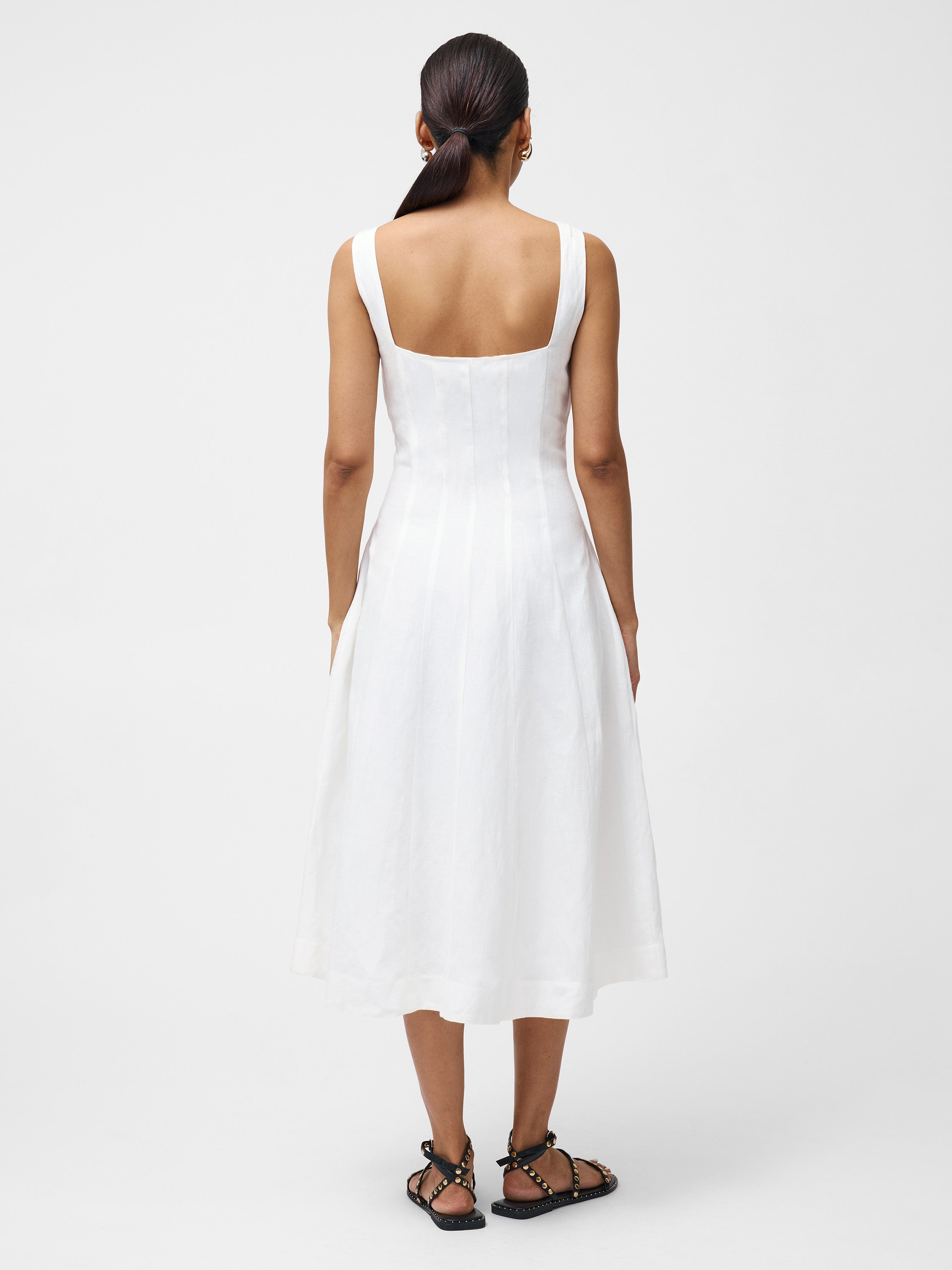Birdie Linen Square Neck Dress