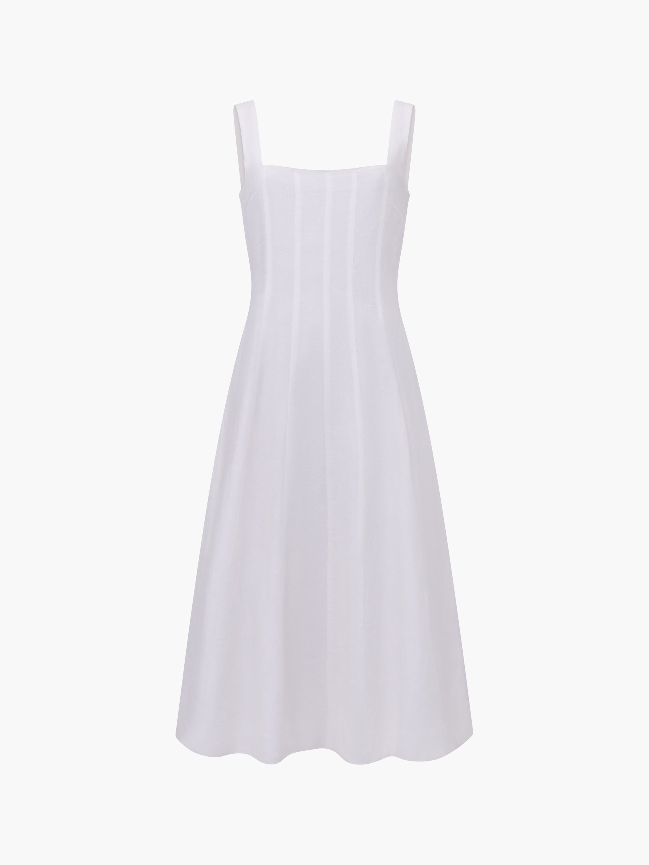 Birdie Linen Square Neck Dress Summer White | French Connection UK