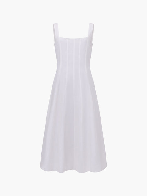 Birdie Linen Square Neck Dress Summer White