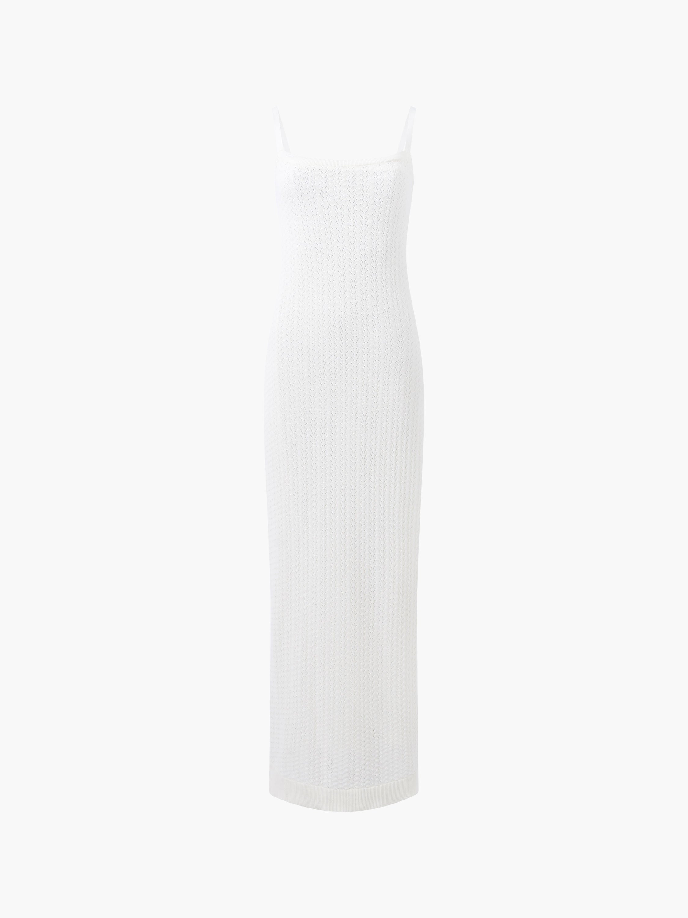 Cotton Blend Pointelle Knit Midi Dress