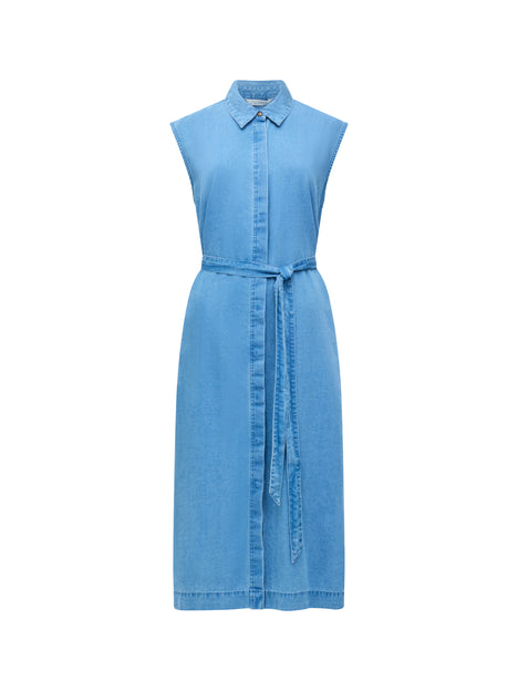 Zaves Chambray Denim Midi Dress