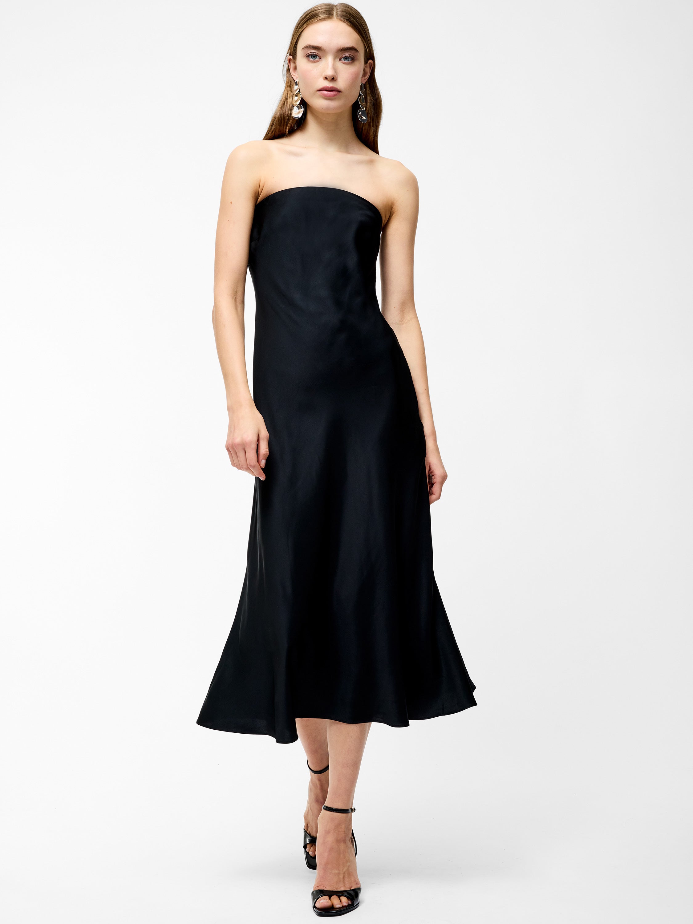 Oona Satin Bandeau Midi Dress