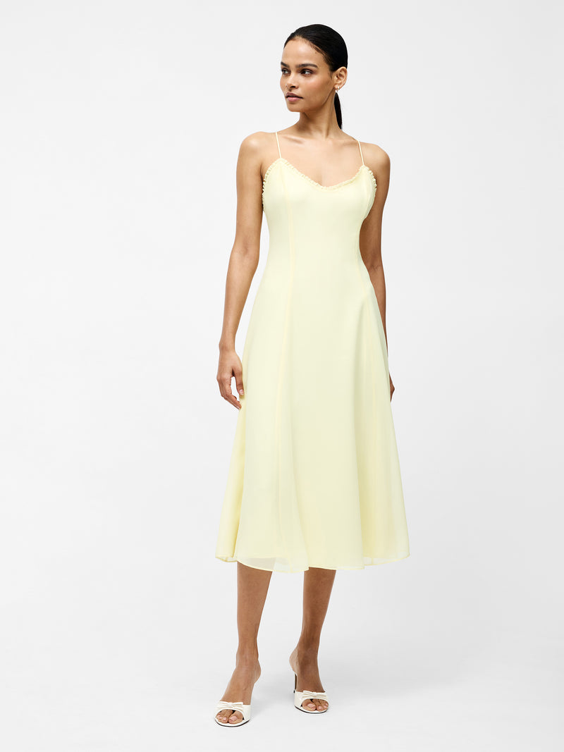 Raya Chiffon Ruffle Neck Midi Dress