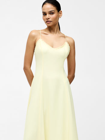 Raya Chiffon Ruffle Neck Midi Dress