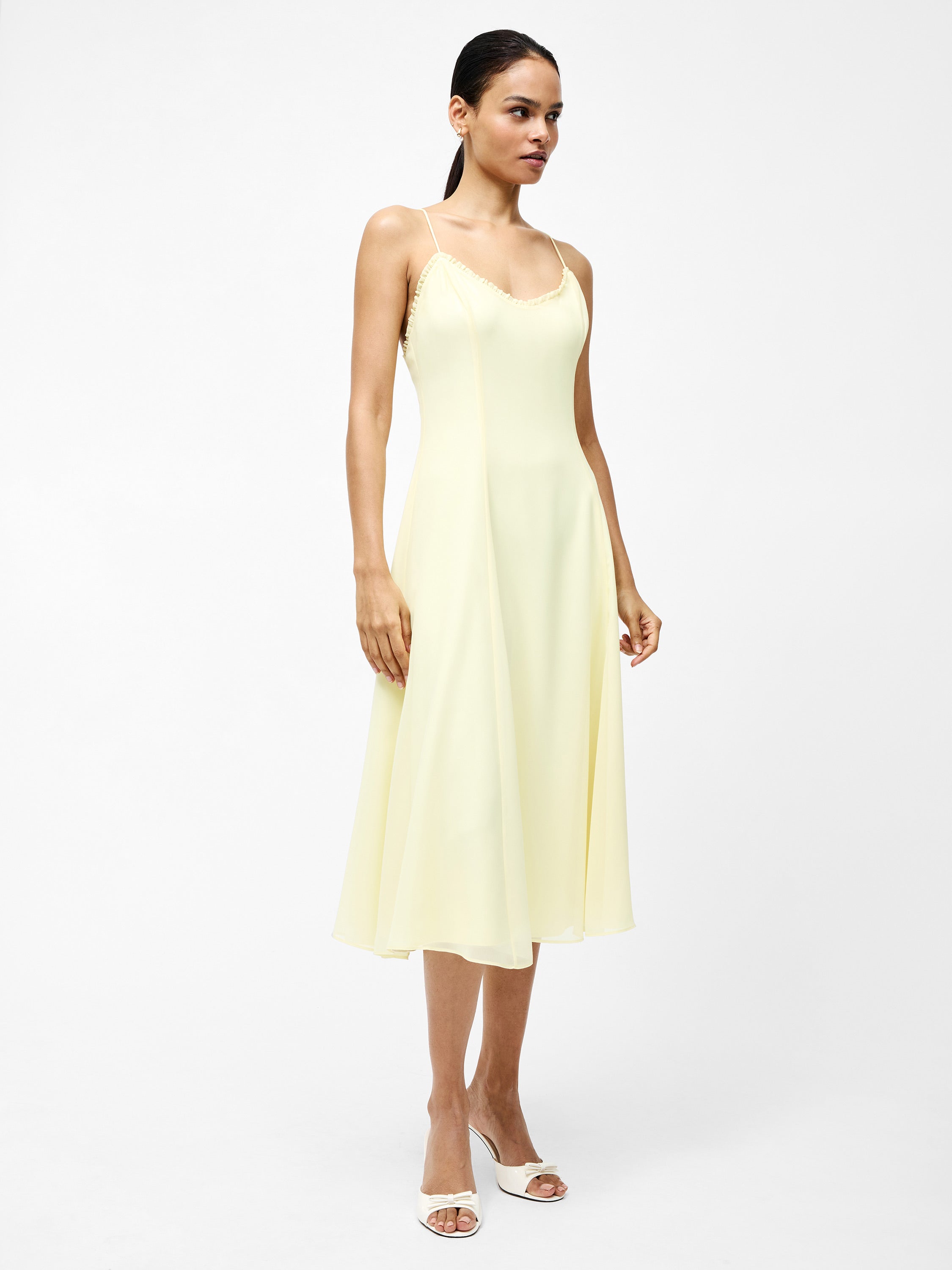 Raya Chiffon Ruffle Neck Midi Dress