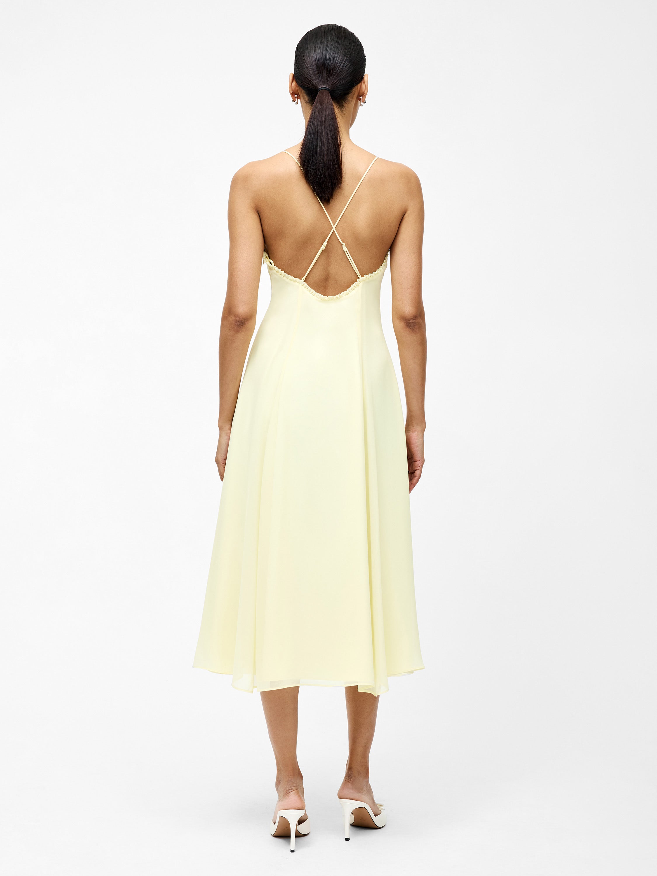 Raya Chiffon Ruffle Neck Midi Dress