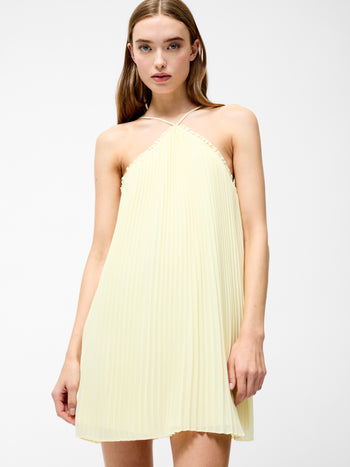 Sunburst Pleated Halterneck Mini Dress