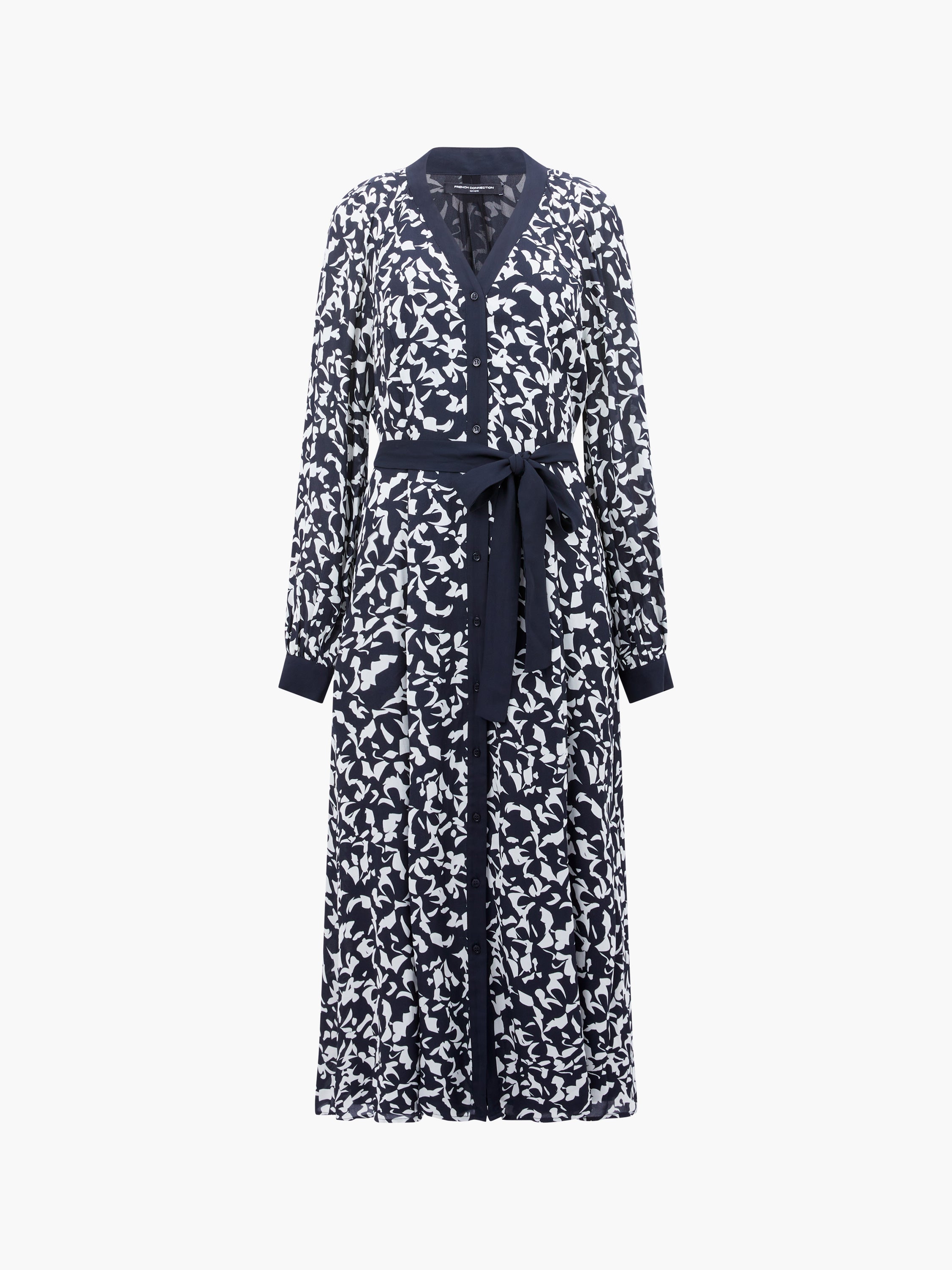 Kelly Almere Crepe Midi Dress Navy/Cream | French Connection UK