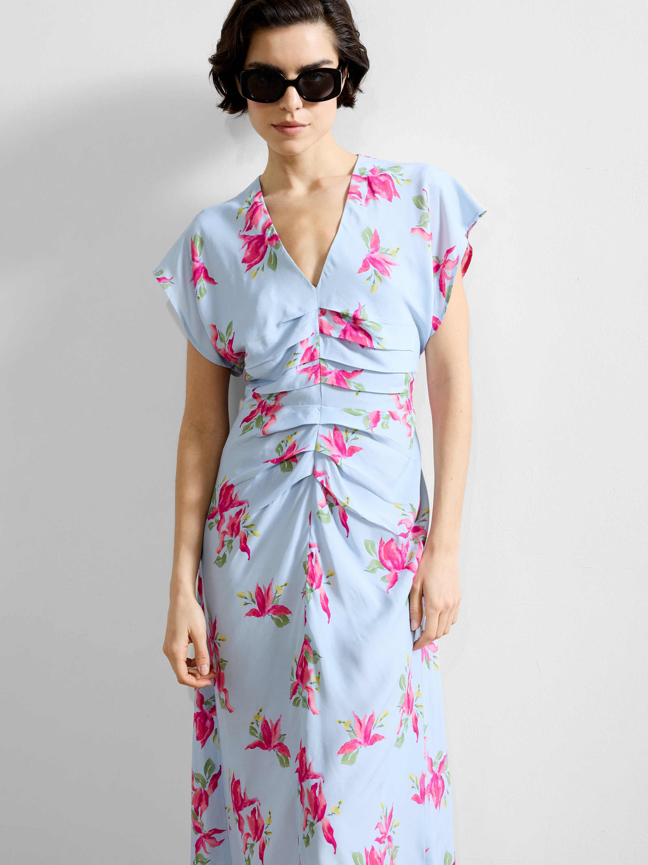 Vivienne Eco Viscose Front Dress Sky Blue