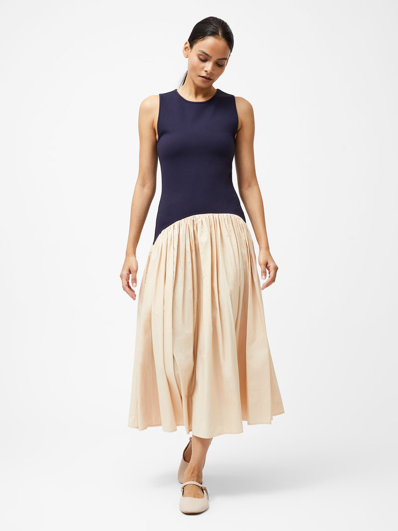 Kayle Jia Mix Drop Waist Midi Dress