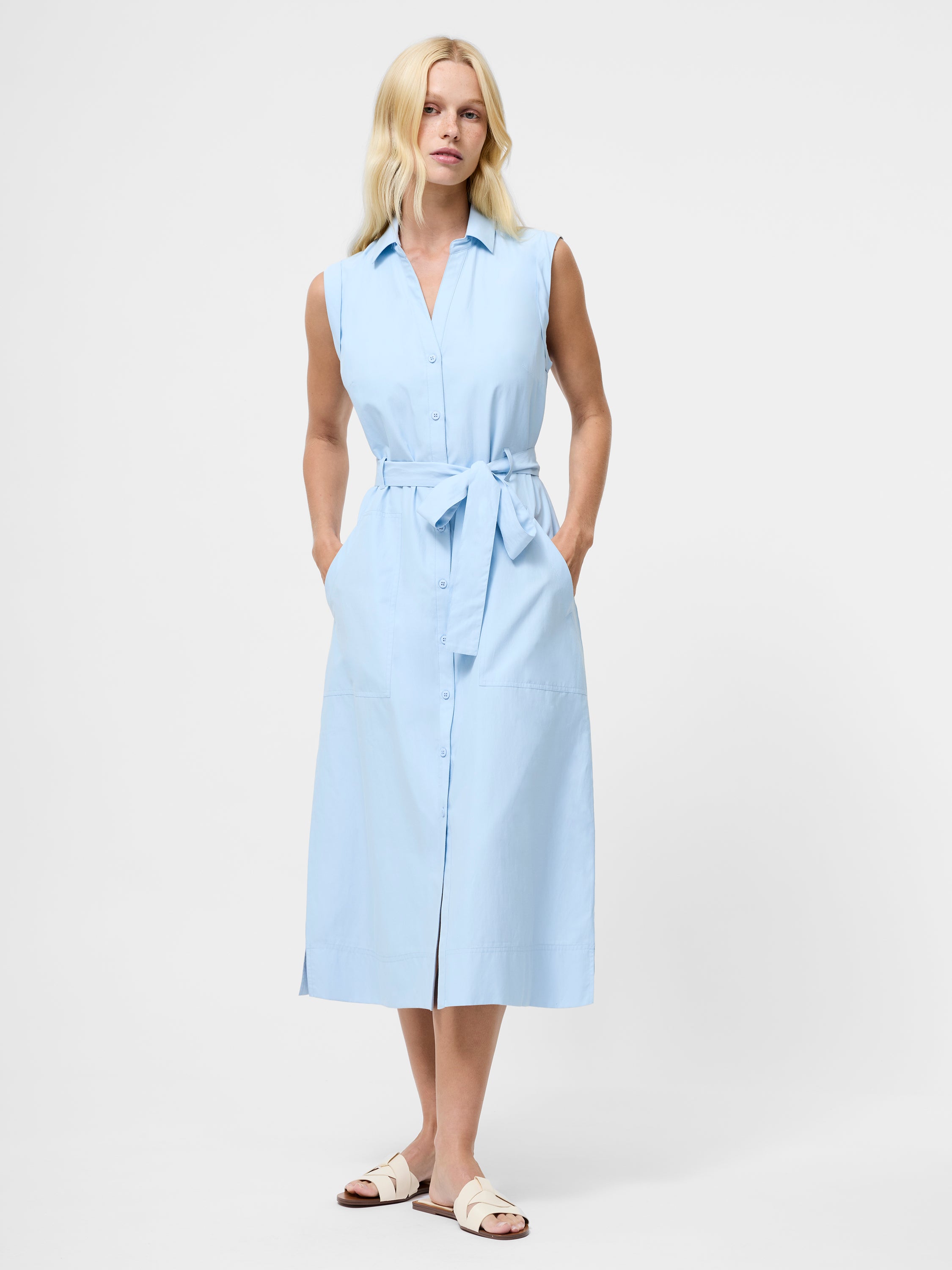 Era Poplin Sleeveless Belted Midaxi Dress