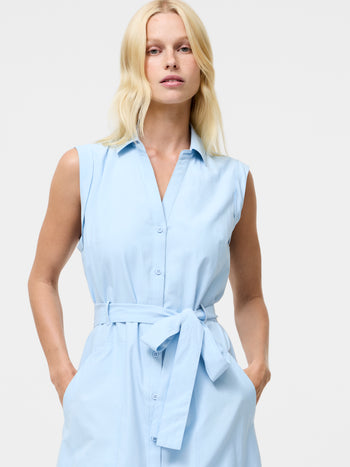 Era Poplin Sleeveless Belted Midaxi Dress