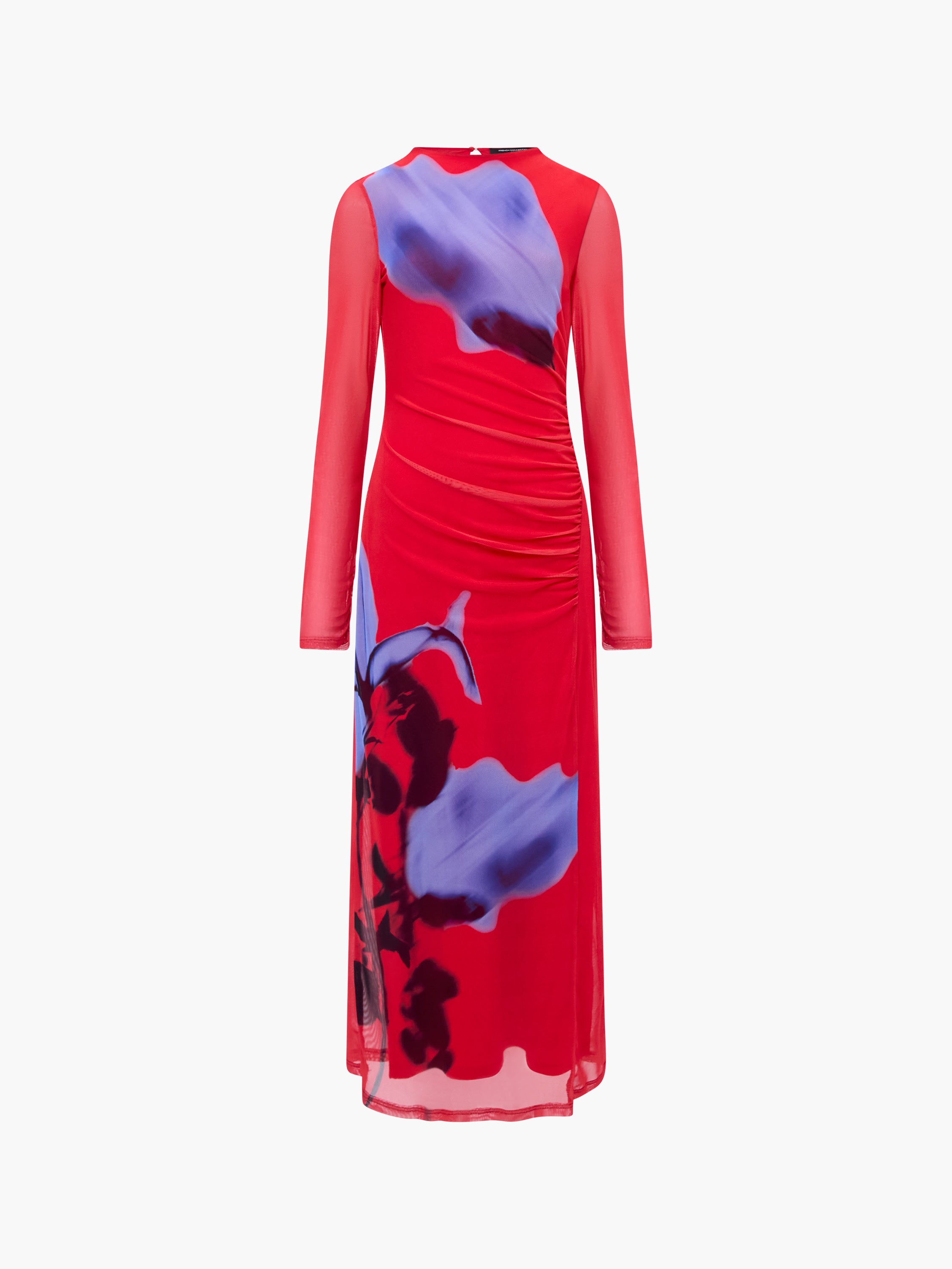 french connection red floral dress French Connection Coletta Crepe Midi Tea Dress Red Floral - size 2