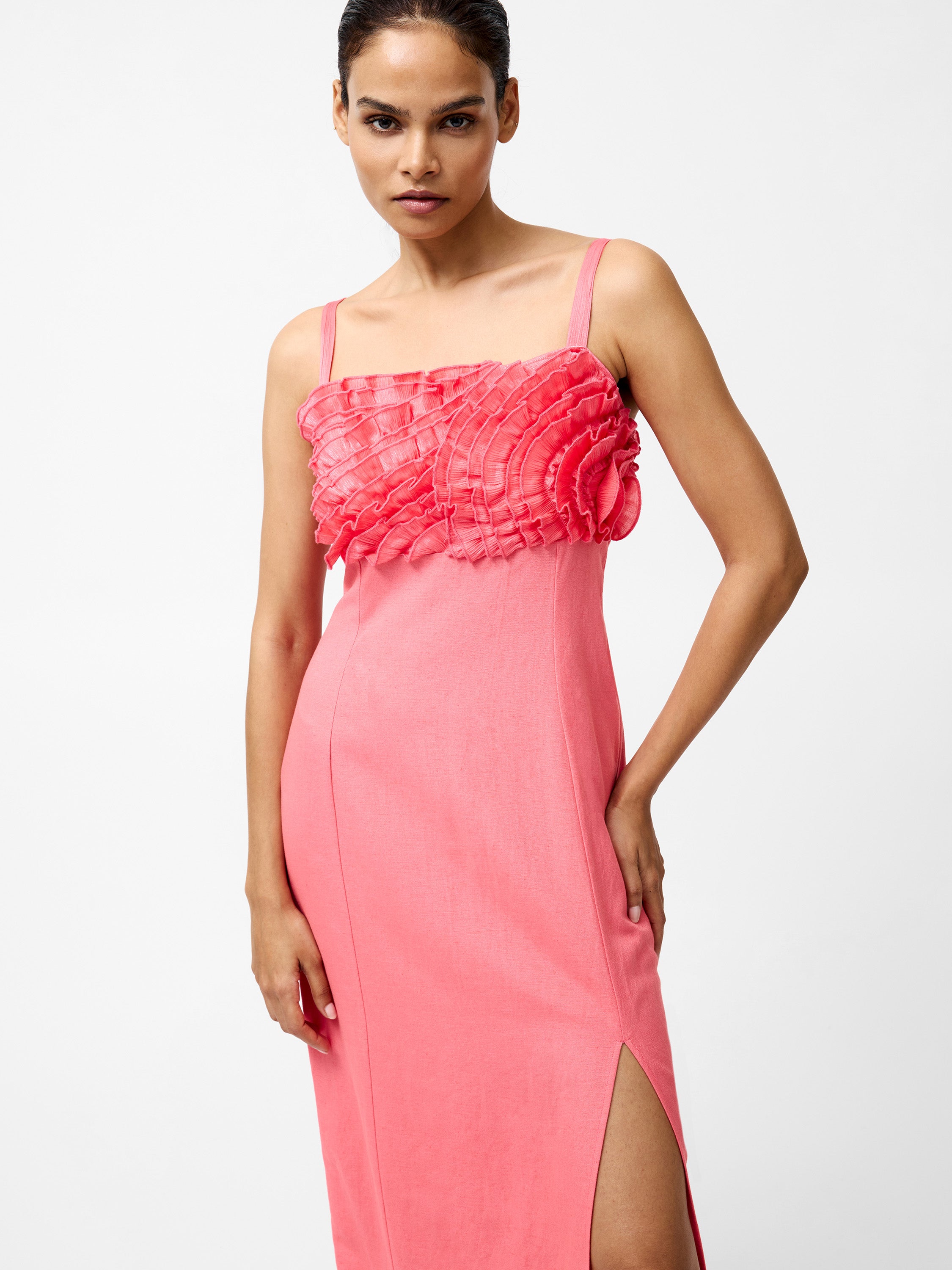 Ariette Ruffled Bust Midi Dress