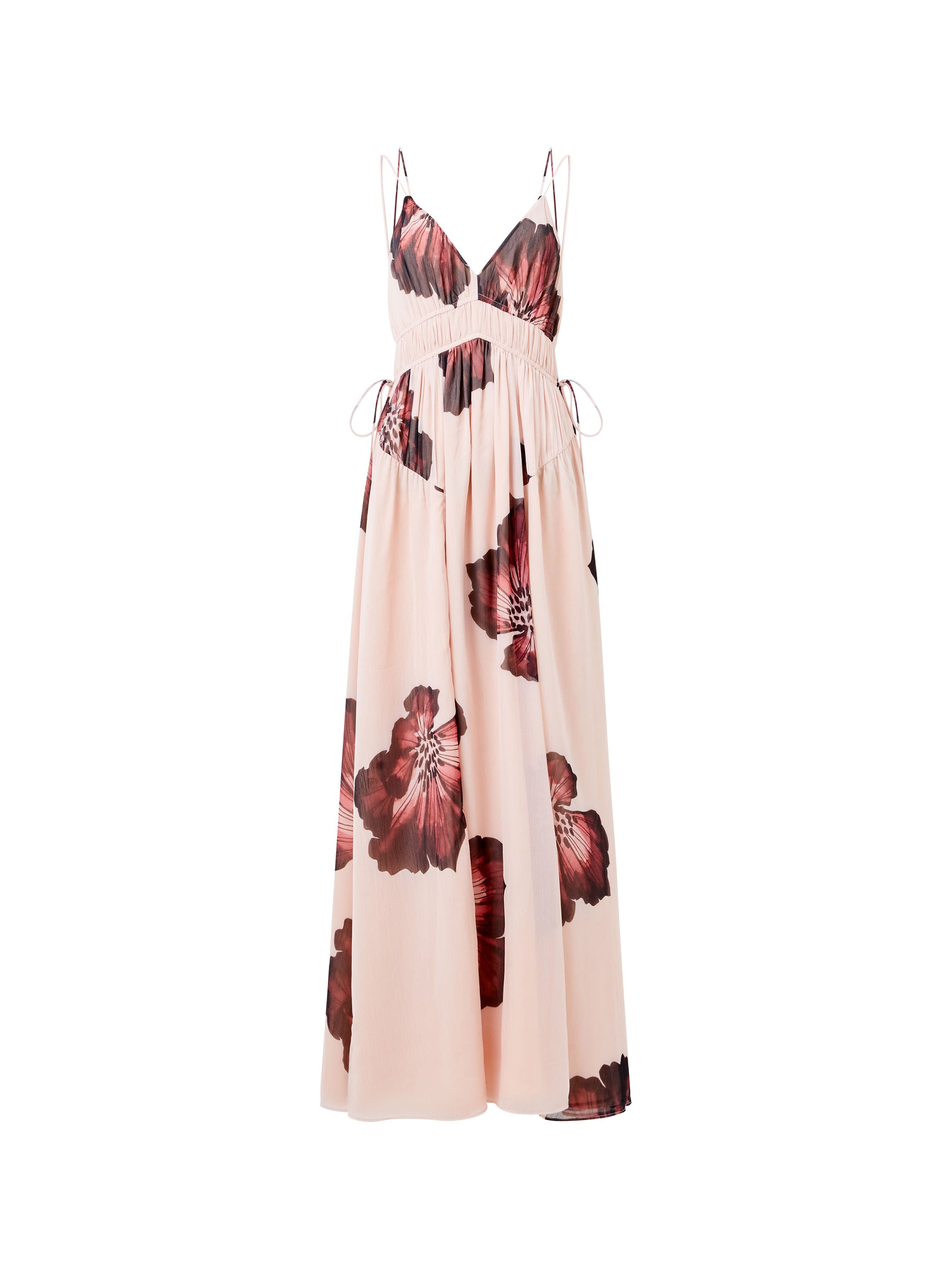 Elyse Hallie Crinkle V Neck Maxi Dress Blush Pink Floral