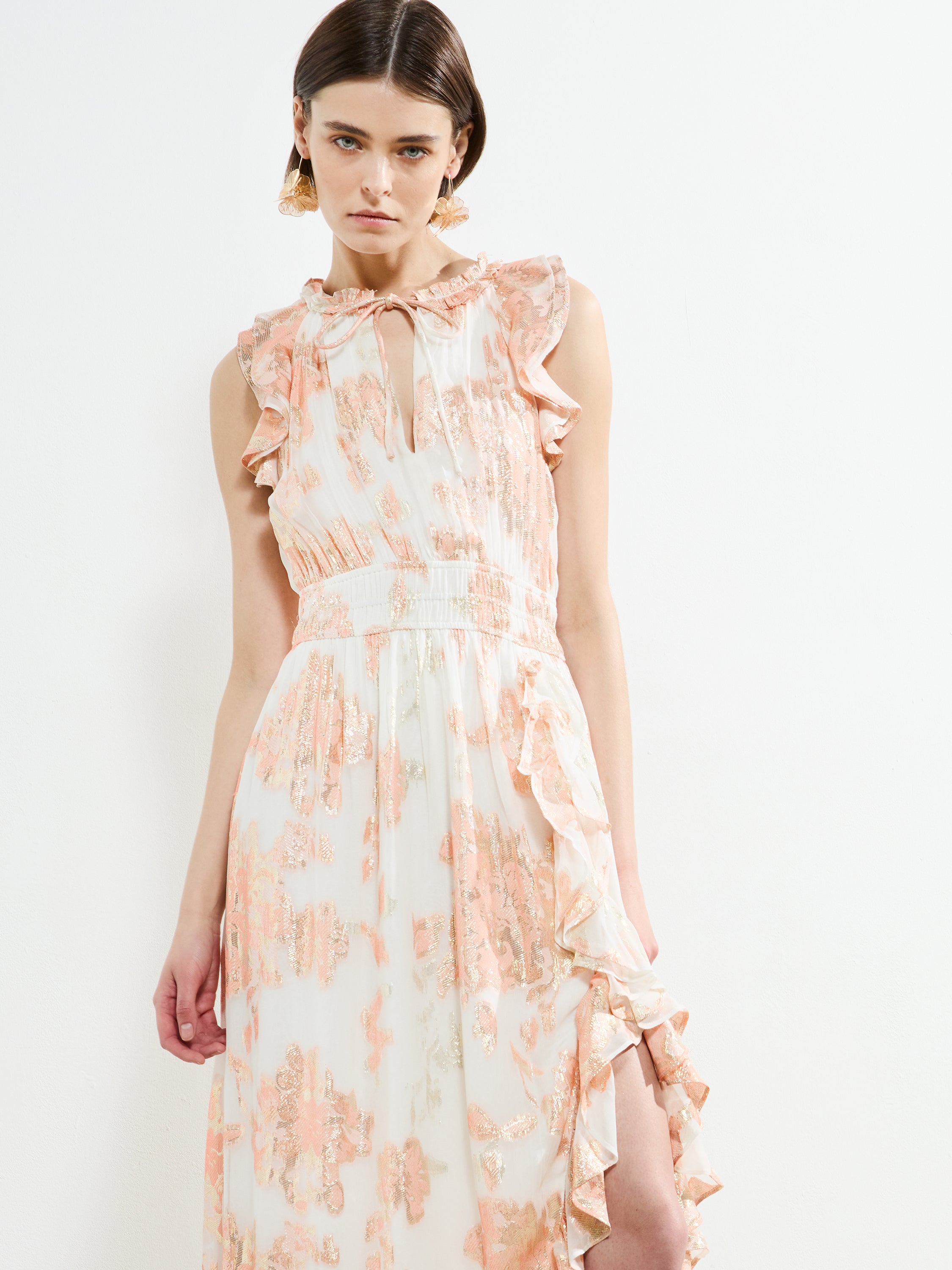 Elko Jacquard Fluted Midi Dress