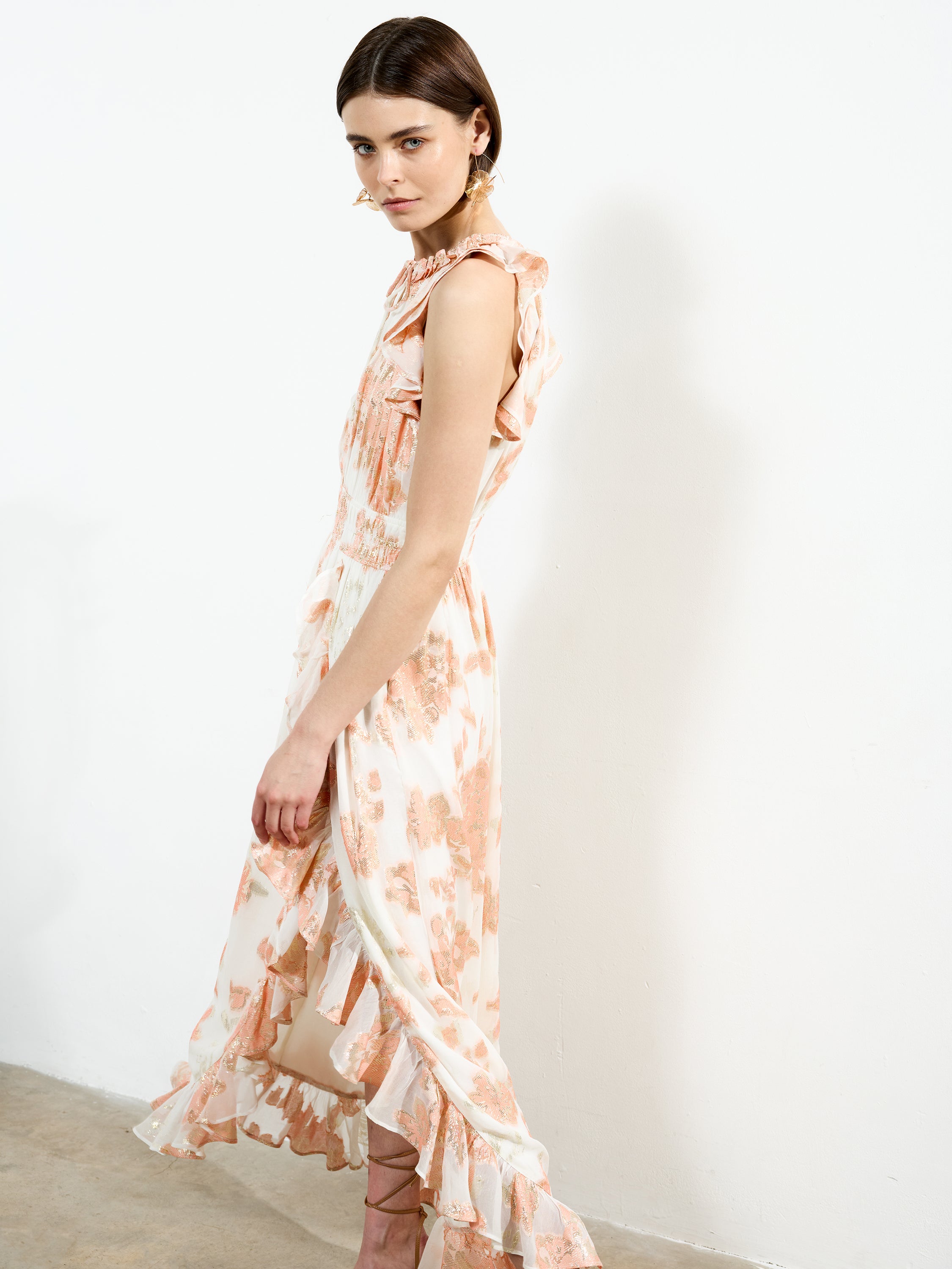fluted midi dress Elko Jacquard Fluted Midi Dress