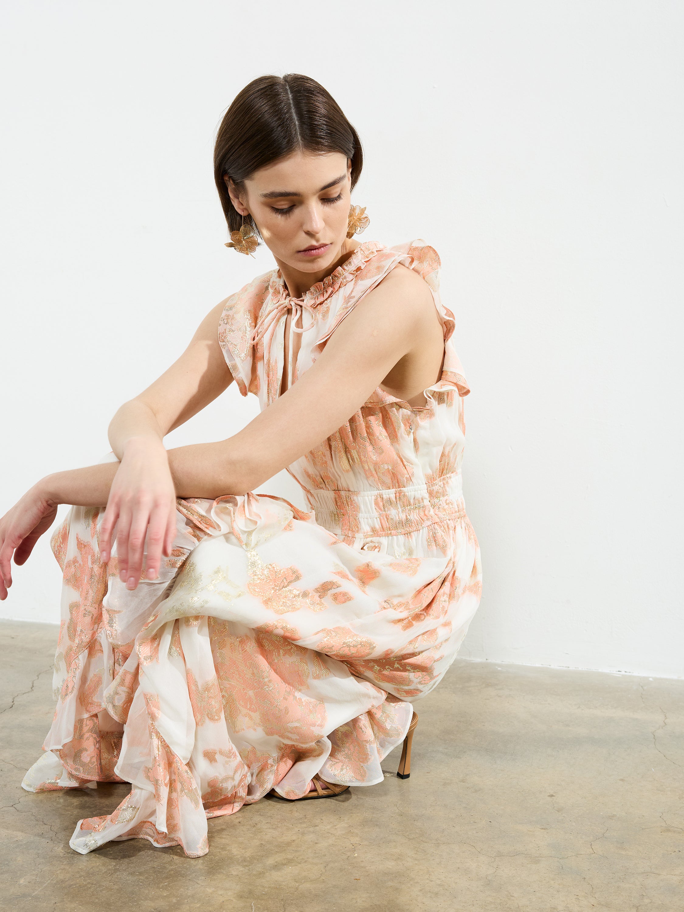 Elko Jacquard Fluted Midi Dress