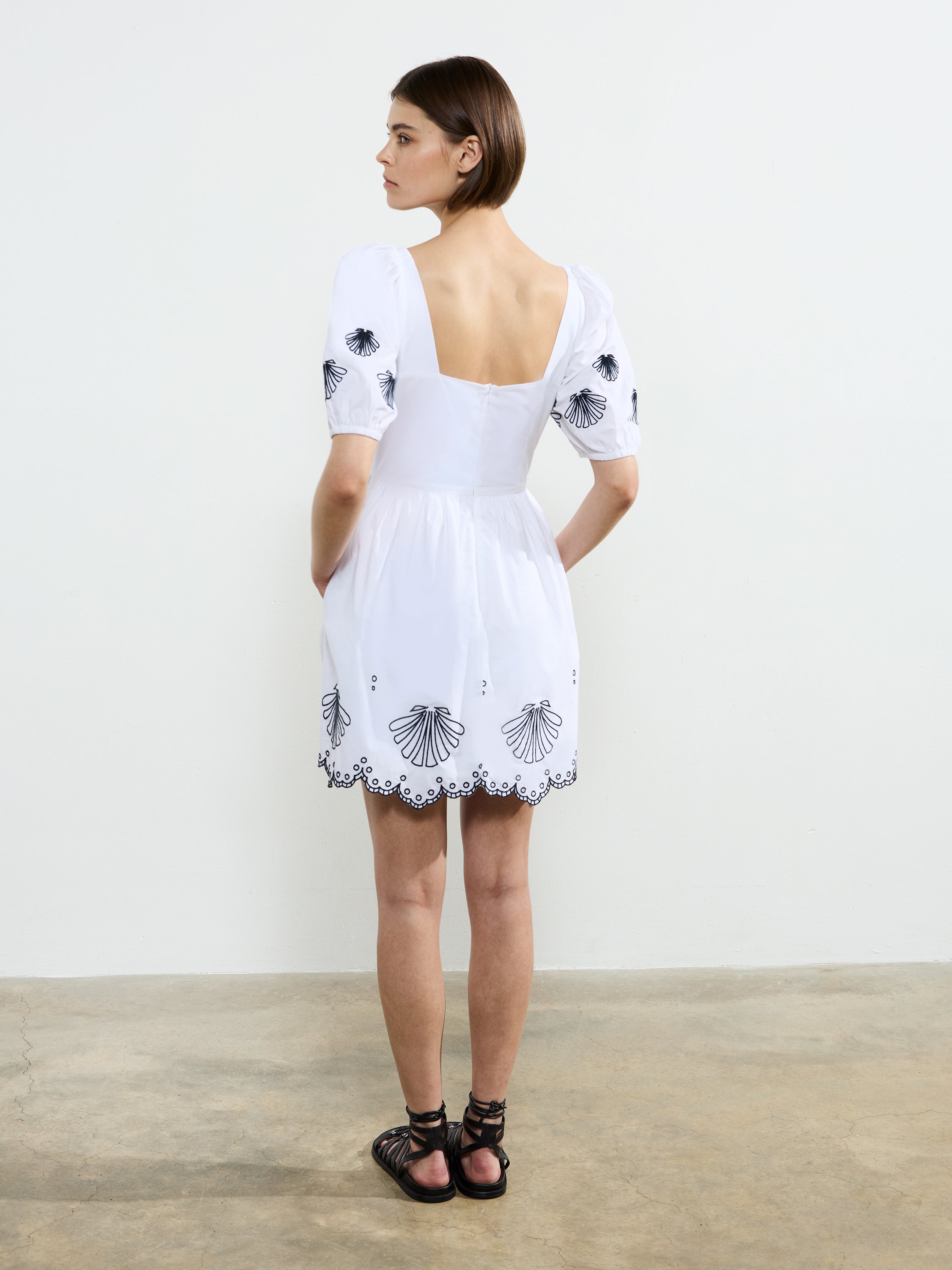 french connection blue and white dress Women's Whisper Ruth Square Neck A-Line Dress