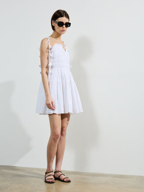 Amra Cotton Gathered Mini Dress