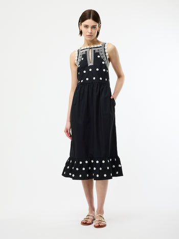 Devin Poplin Embroidered Midi Dress