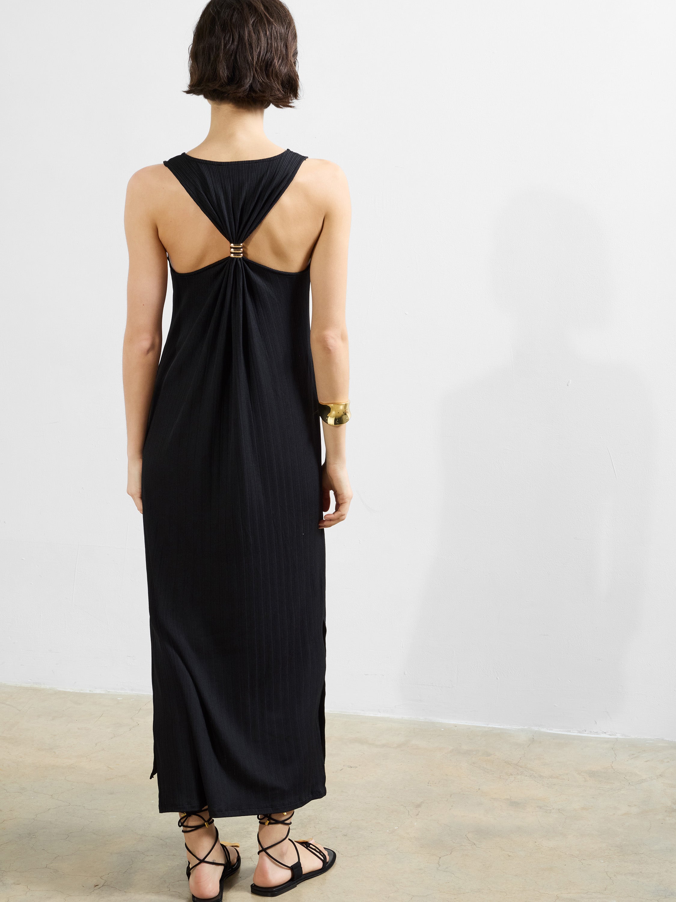 french connection maxi dress black French Connection Long Sleeve Rib Maxi Sweater Dress In Black