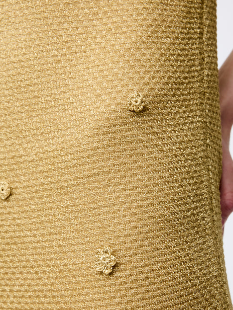 Floral Applique Metallic Midi Dress