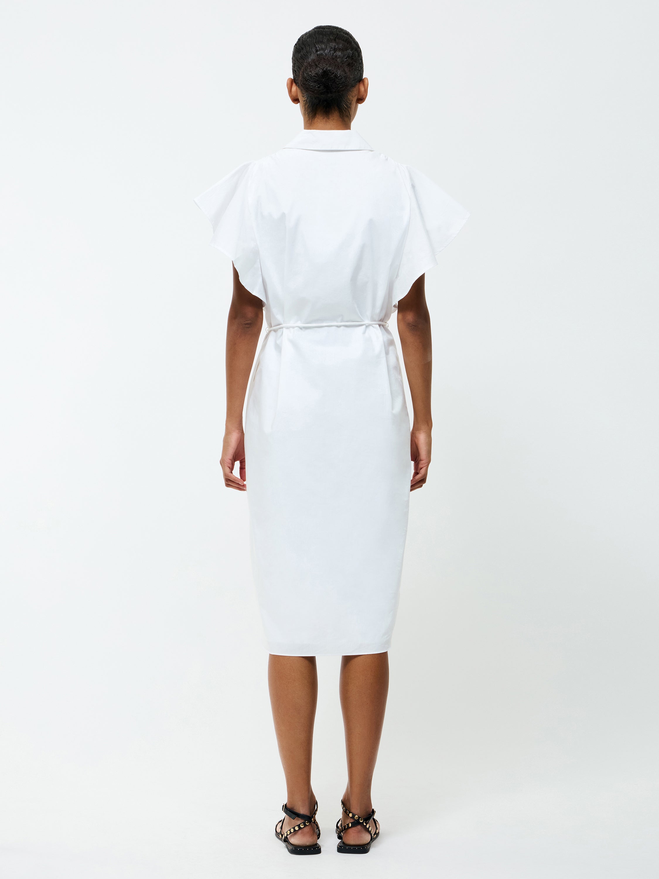 french connection white midi dress Cambria Cotton Belted Midi Dress