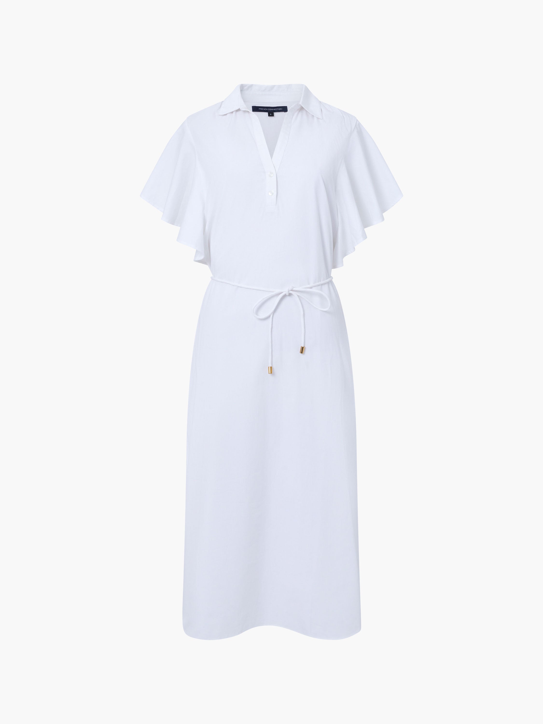 french connection white midi dress Cambria Cotton Belted Midi Dress Linen White