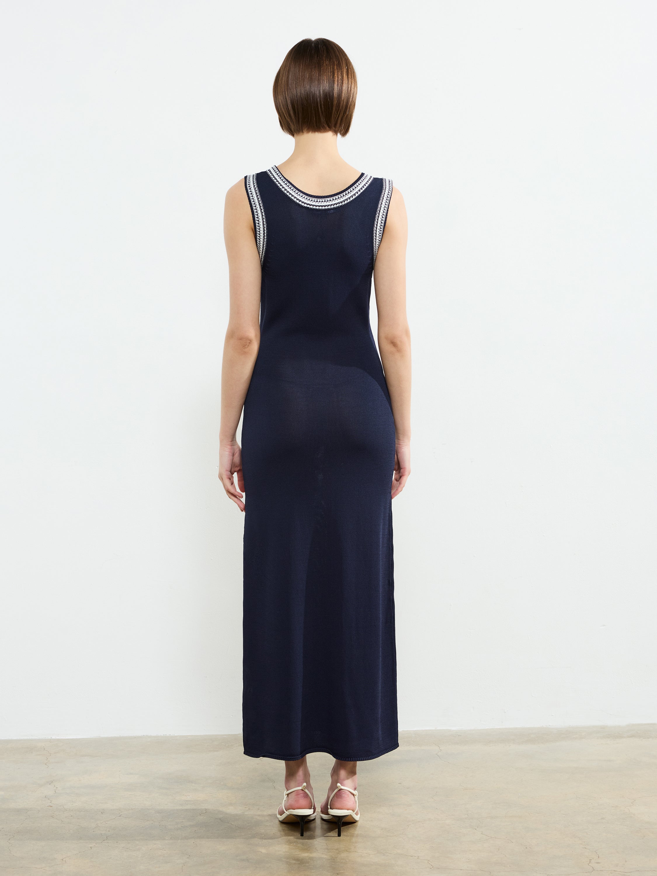 Sage Knitted Trim Dress