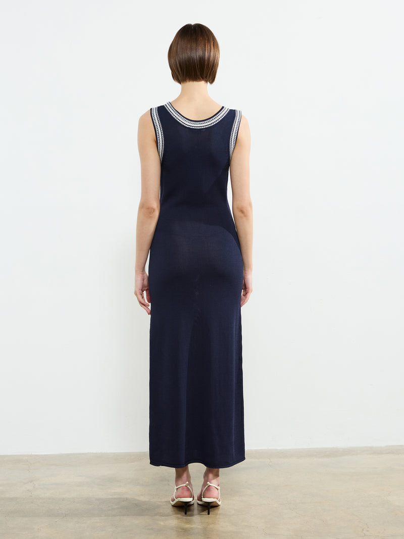 Sage Knitted Trim Dress